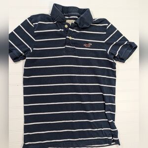 Hollister Navy Striped Cotton Polo